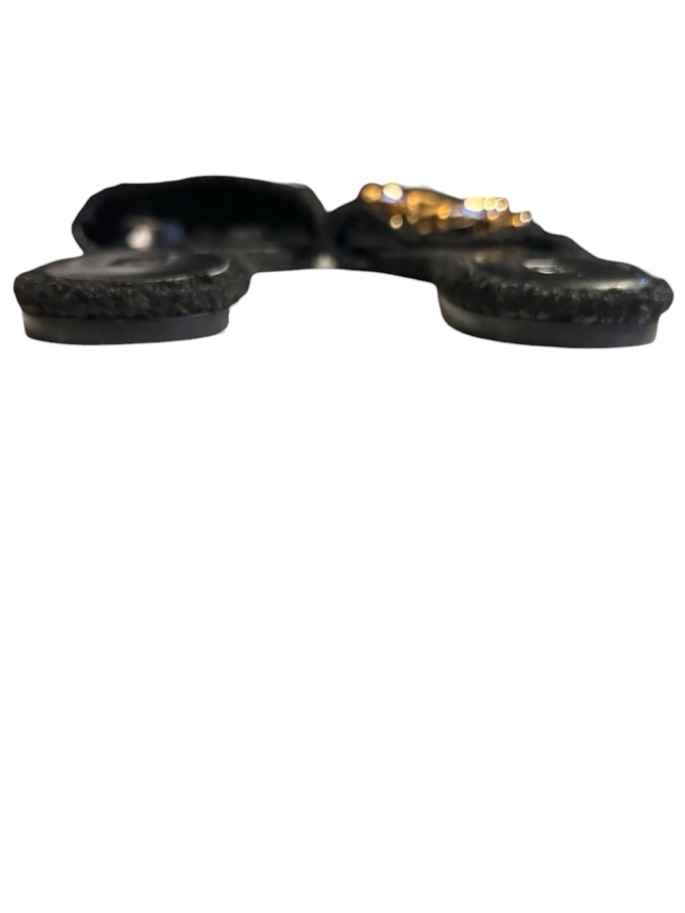 Zara Black Tweed Chunky Gold Chain Flat Slides Sandals Size 9 - Picture 5 of 7